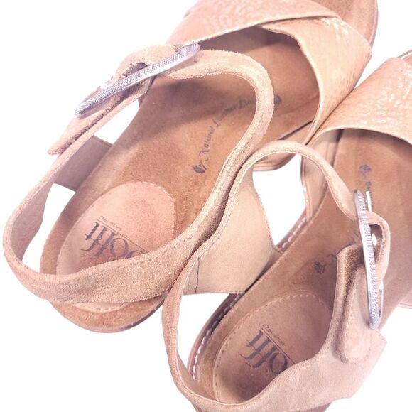 Sofft Womens Bayo Sandals Slingback Beige Gold Suede Buckle Strap Size 7.5M - Picture 8 of 12